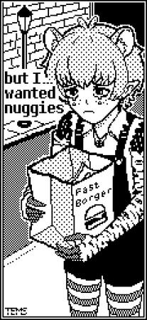 Abel crying over a bag of burgers with no nuggies